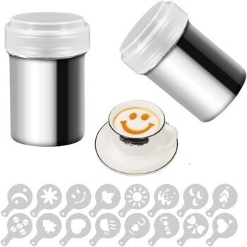 2 Pack Stainless Steel Powder Shakers Mesh Shaker Powder Cans for Coffee Cocoa
