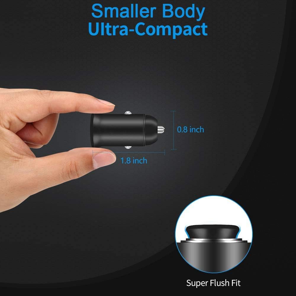USB C Car Charger, Super Mini All Metal 60W(max) - Fast USB Car Charger - Image 6