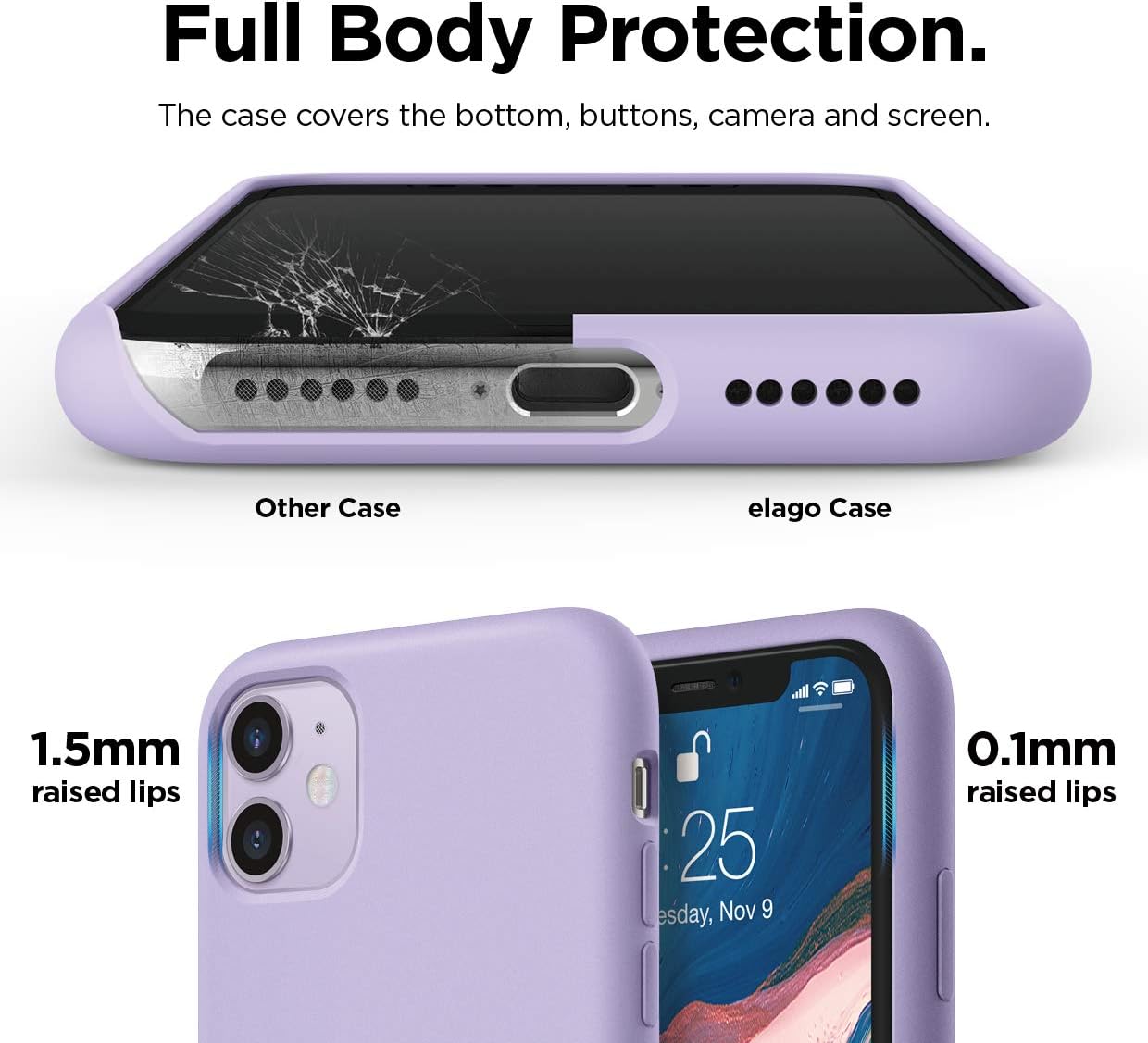 Liquid Silicone Case Designed for iPhone 11, Silicone, Full Coverage - Lavender - Image 3