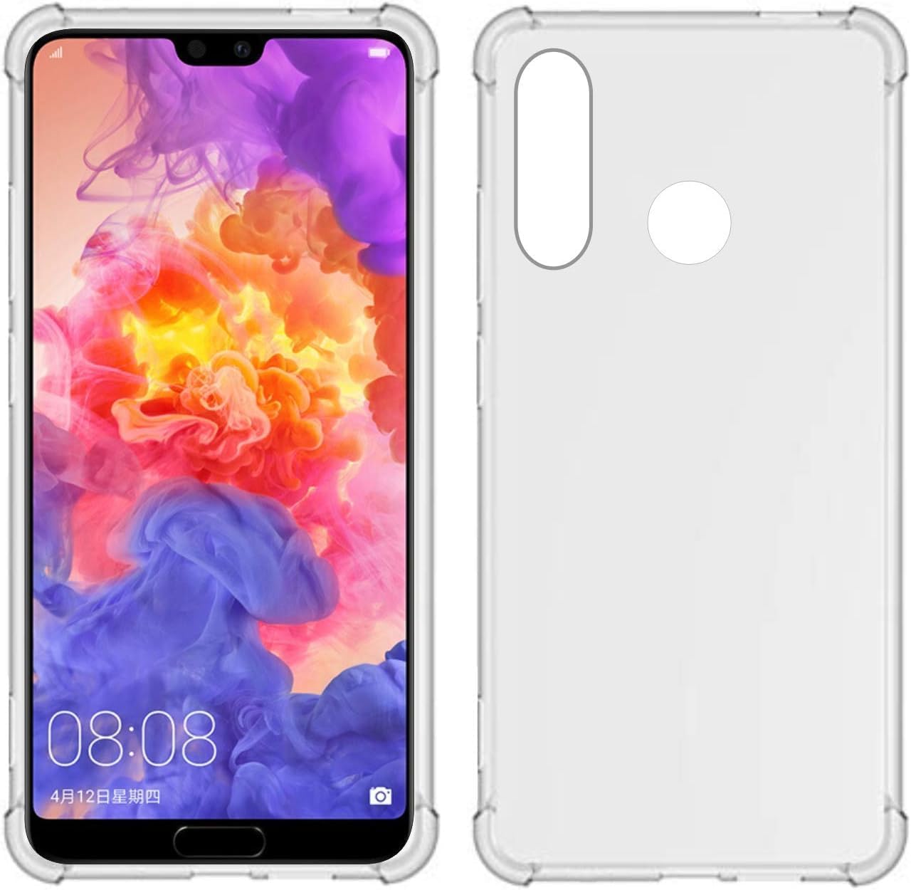 For Huawei P30 Lite Clear TPU Four Corner Protective Case - Transparent