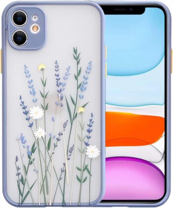 Flower Clear Frosted Soft TPU Protective Silicone Slim Case for iPhone 11-Purple