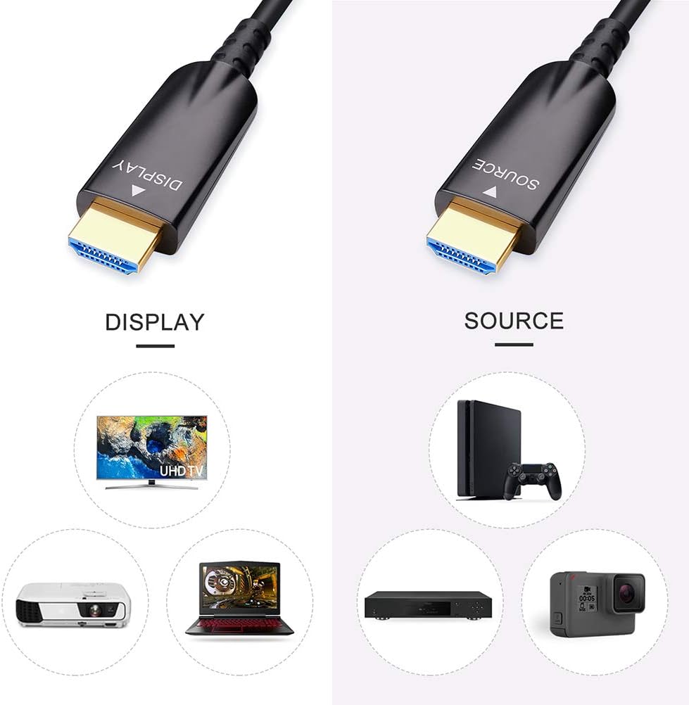 HDMI Cable with 1080p 60Hz 4K 30Hz HDMI Fiber Optic Technologies(23m,Black)-75ft - Image 3