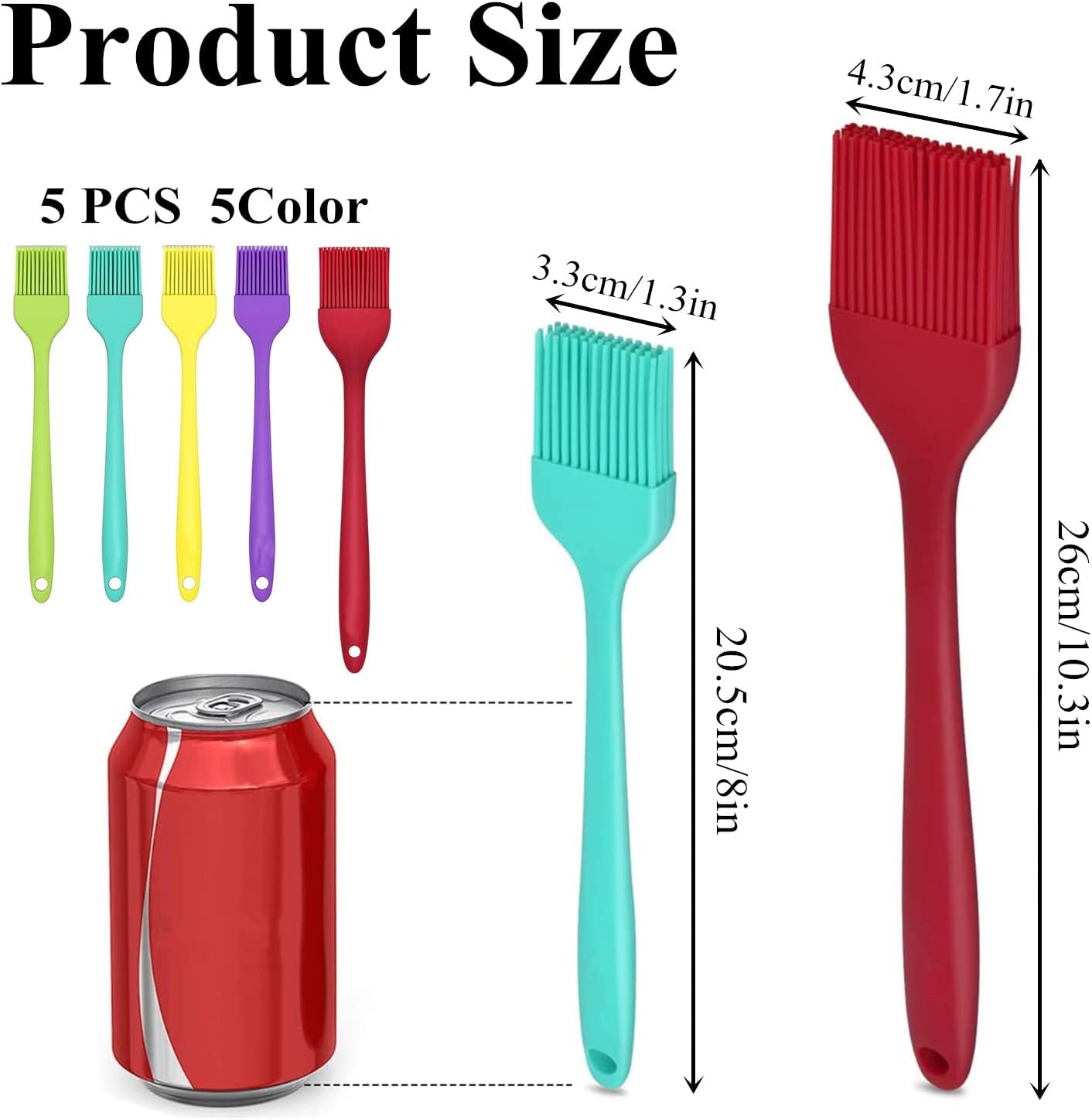 5 Pack Silicone Basting Brush Set, Heat Resistant Pastry Brushes Spread Oil - Image 2