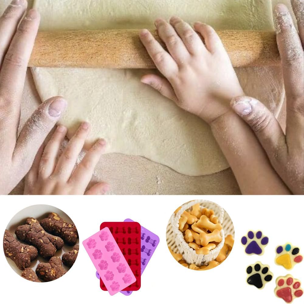 3 Pcs Silicone Ice Molds Trays with Puppy Dog Paw and Bone Shape, Non-Stick - Image 5