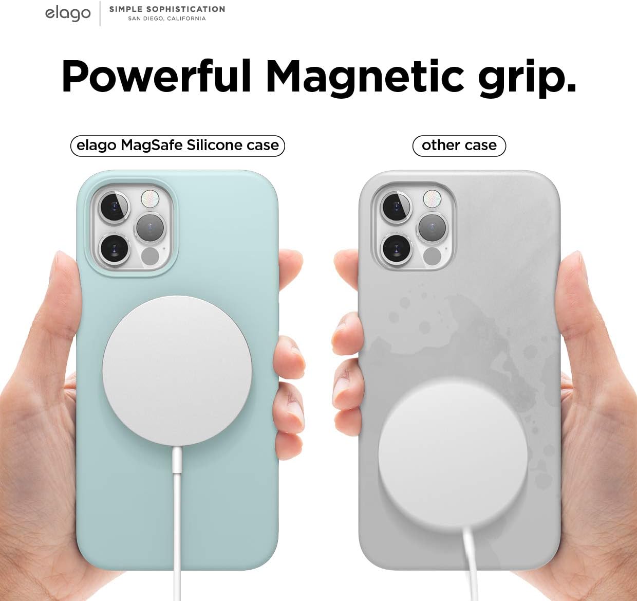 Magnetic Silicone Case Compatible with iPhone 12 Pro Max - (Mint) - Image 4