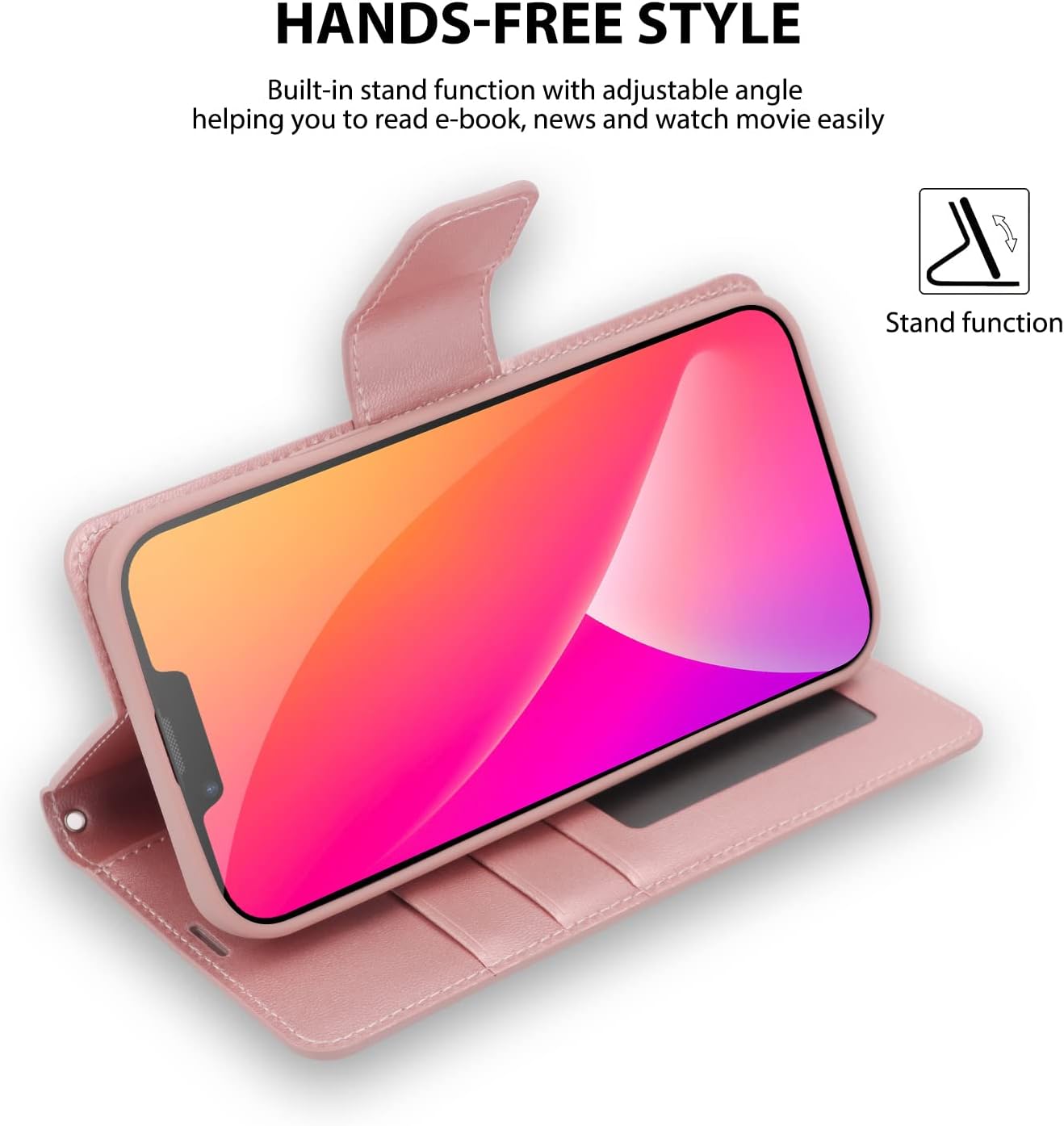 For iPhone 15 Plus Leather Wallet Card Holder Case for Apple (2023) - Rose Gold - Image 2