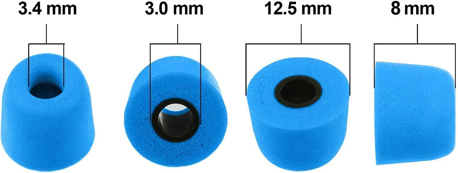 Memory Foam In Ear Earphone Medium Size Earbud Replacement Ear Tip-4 Pairs-Blue - Image 3