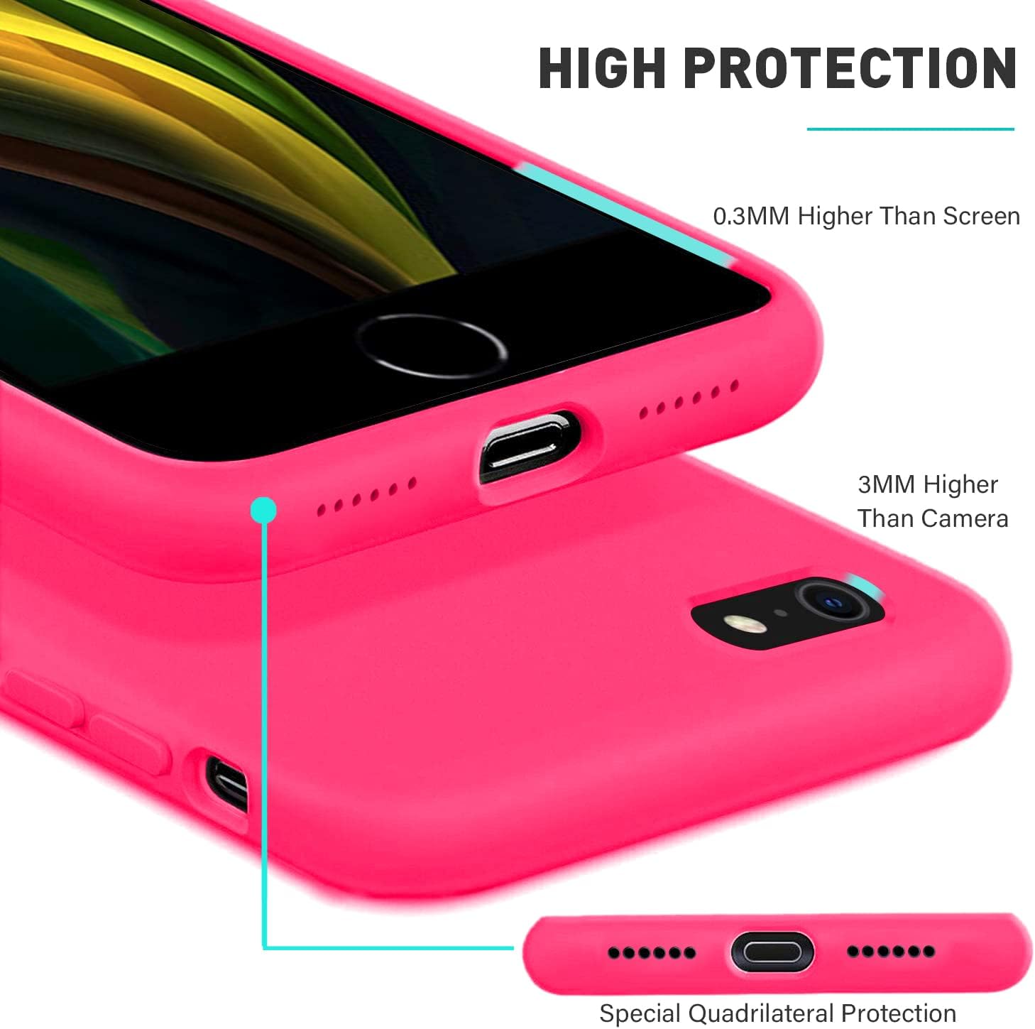 Nano Silicone Case Compatible with Apple iPhone SE 2022 / SE 2020, Shockproof - Image 3