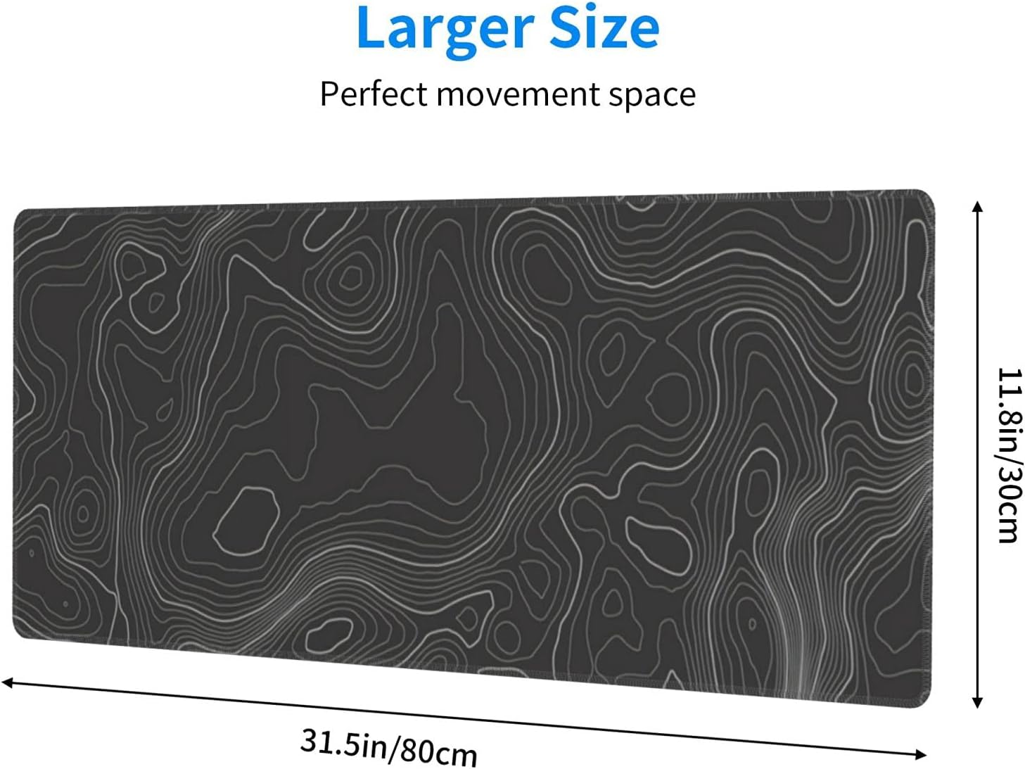 Topographic Contour Gaming Mouse Pad Large XL Long Extended Pads Big Mousepad - Image 3