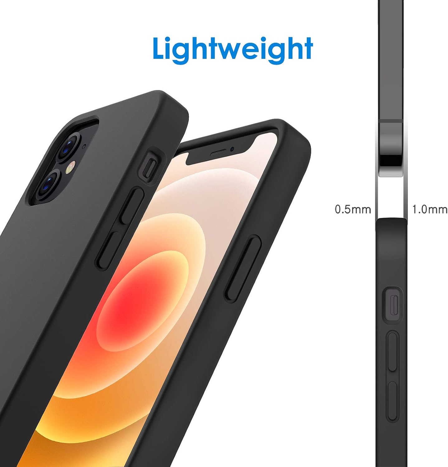 Silicone Case for iPhone 12 & iPhone 12 Pro 6.1", with Microfiber Lining (Black) - Image 5