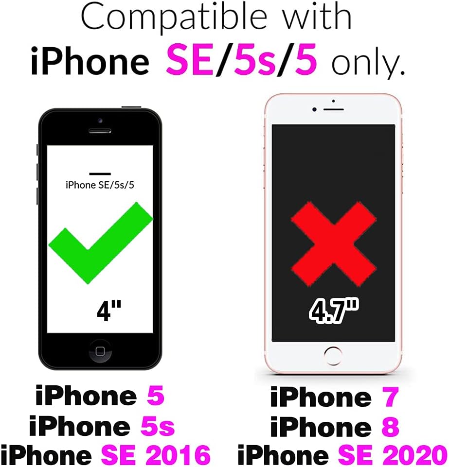 For iPhone 5S 2016 Tempered Glass Screen and Protector Flip Holder Wallet Case - Image 2