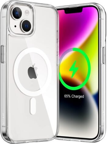 Magnetic Case for iPhone 14 Shockproof Phone Bumper Cover, Anti-Scratch (Clear)