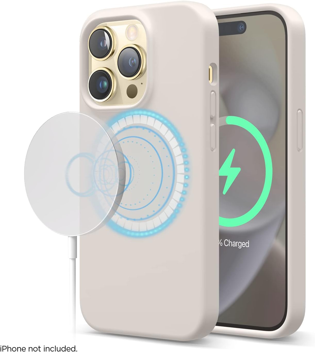 For iPhone 14 Pro (6.1"), Premium Liquid Silicone Protective Case (Stone) - Image 8