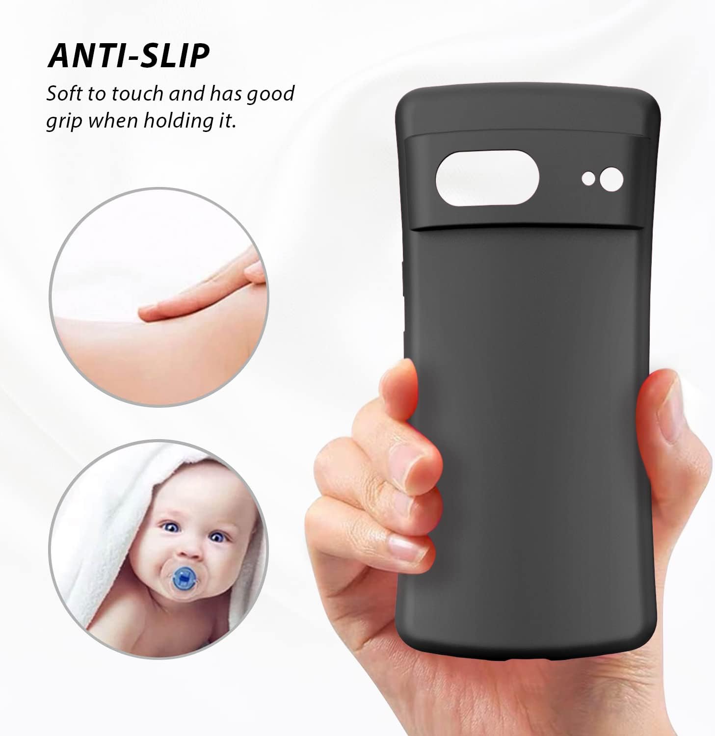 Silicone Anti-Scratch Gel Rubber Shockproof Case for Pixel 7a (2023) - Black - Image 6