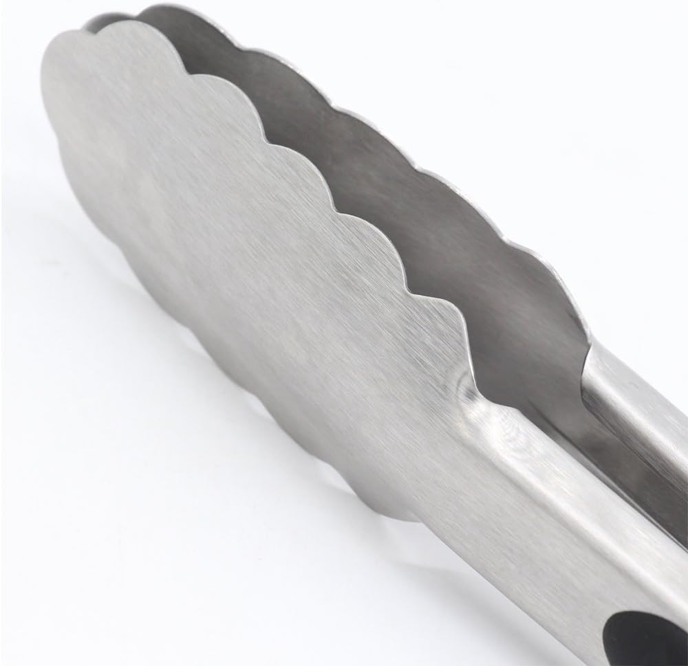 304 Stainless Steel Kitchen Cooking Tongs, 9" and 12" Set of 2 Sturdy Grilling - Image 2