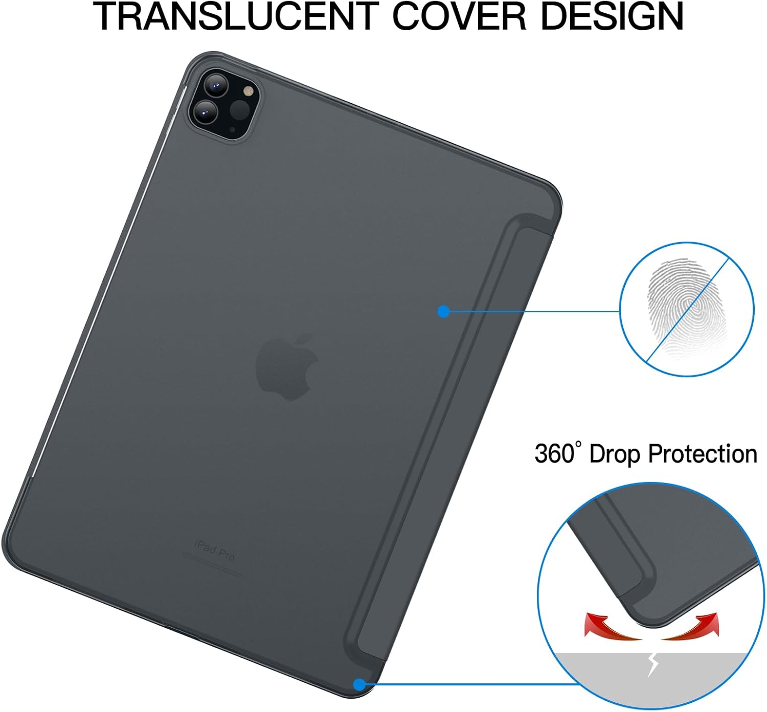 Case for iPad Pro 11-Inch, 2021/2020/2018 Model, for Pencil, Cover , Dark Grey - Image 4