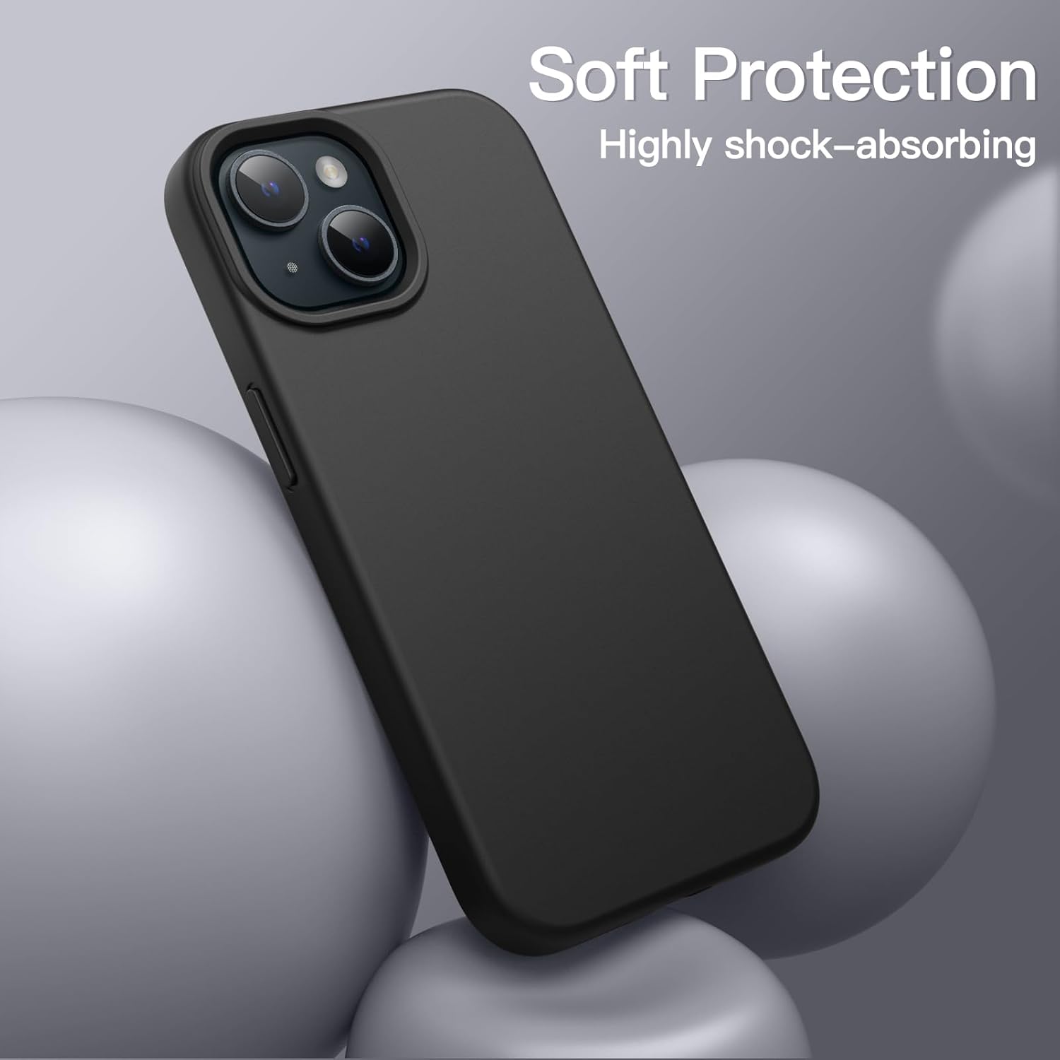 Silicone Case for iPhone 15 6.1", Silky-Soft Touch Full-Body Protective (Black) - Image 4