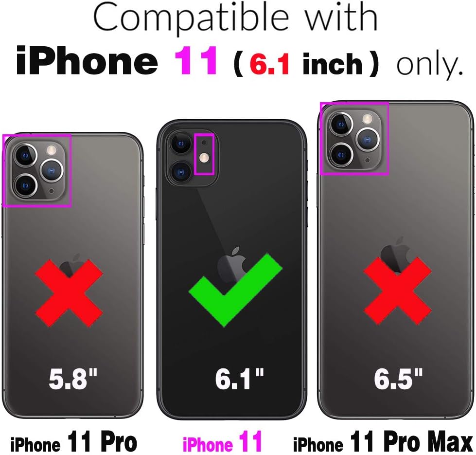 For iPhone 11 6.1" Tempered Glass Screen Protector and Leather Flip Wallet Case - Image 2
