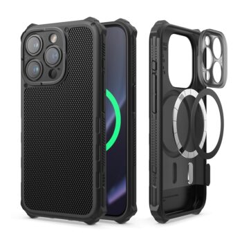 Magnetic Armour Case Compatible with iPhone 15 Pro (Black)