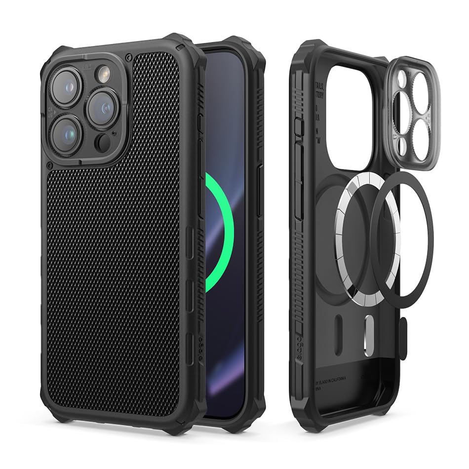 Magnetic Armour Case Compatible with iPhone 15 Pro (Black)