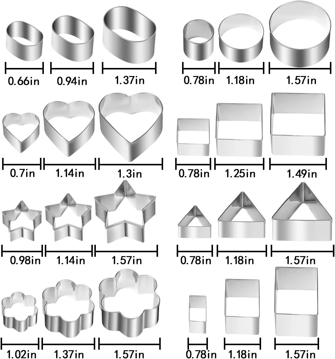 Cookie Cutters, 24PCS Metal Round Plum Star Heart Biscuit Cutter (8 Kind) - Image 2