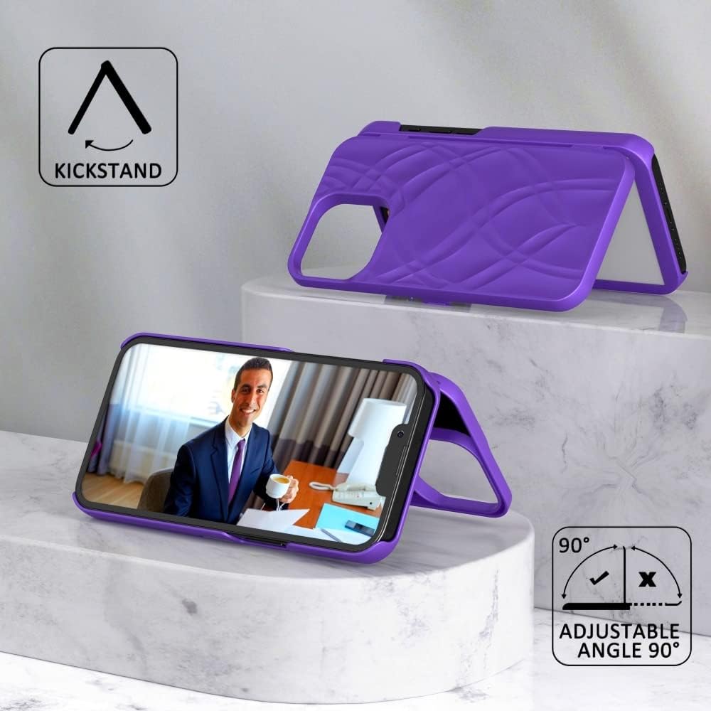 For iPhone 13 Pro Max Back Mirror Wallet Case with Stand (Purple) - Image 5