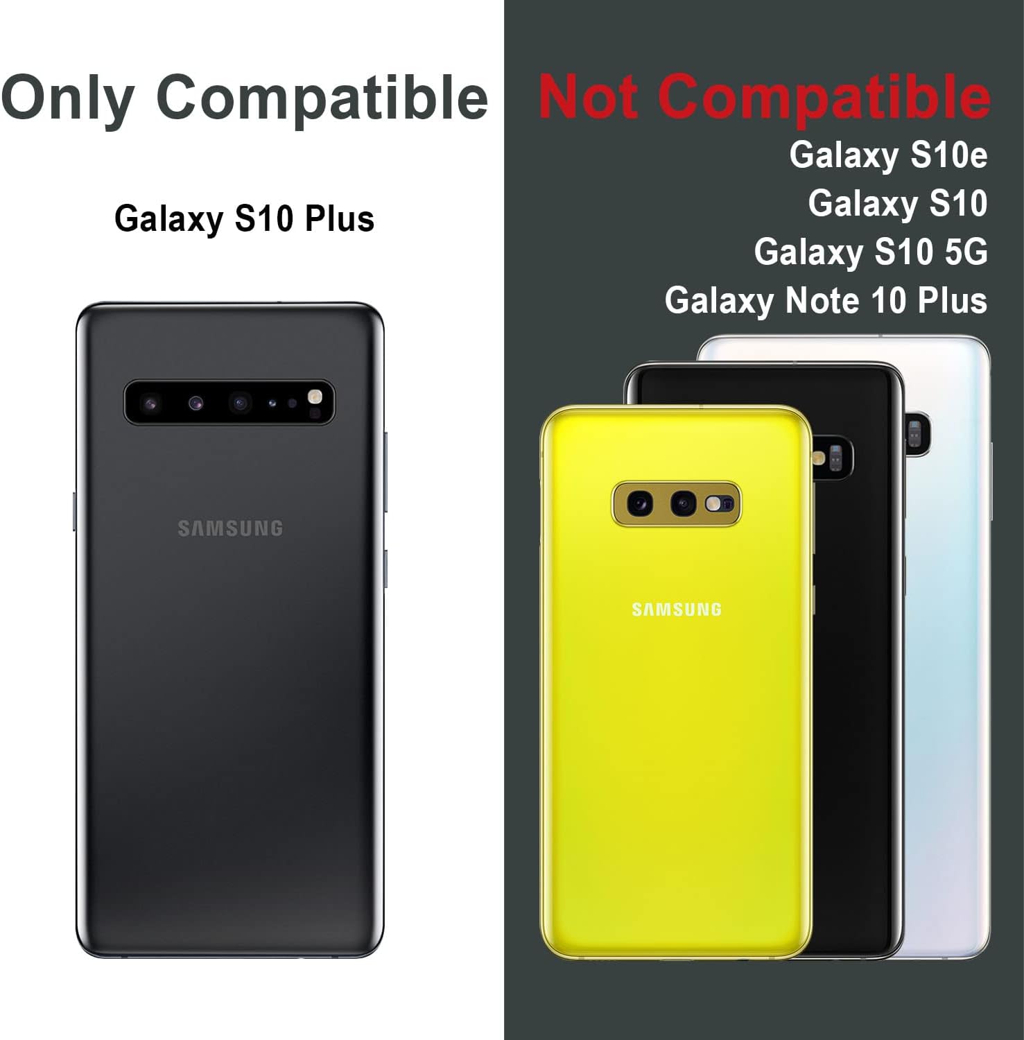 Galaxy S10 Plus, Slim Protective Case with Hidden Credit Card Wallet - Black - Image 2