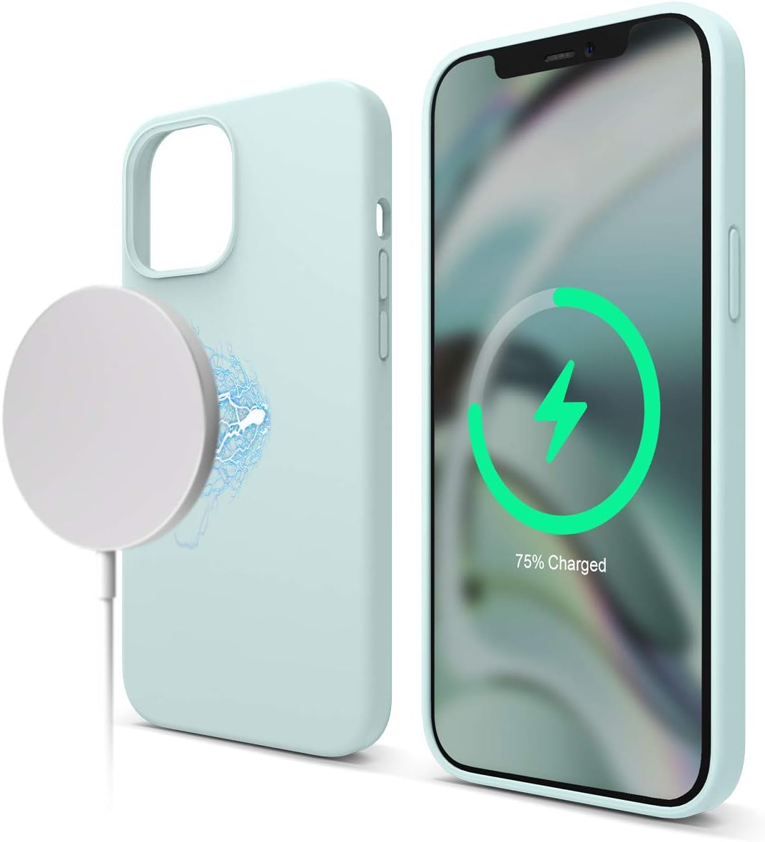 Magnetic Silicone Case Compatible with iPhone 12 Pro Max - (Mint)