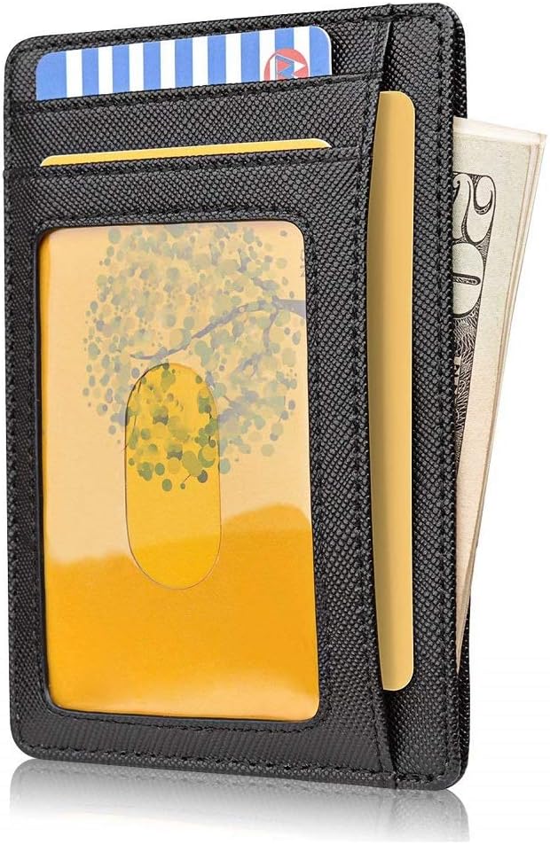 Slim Wallet RFID Front Pocket Wallet Minimalist Secure Thin Card Holder (Black) - Image 2