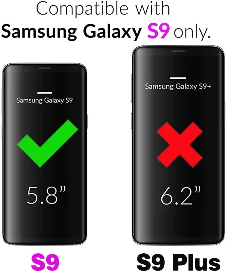 For Samsung Galaxy S9 Tempered Glass Screen Protector Leather Flip Wallet Case - Image 2