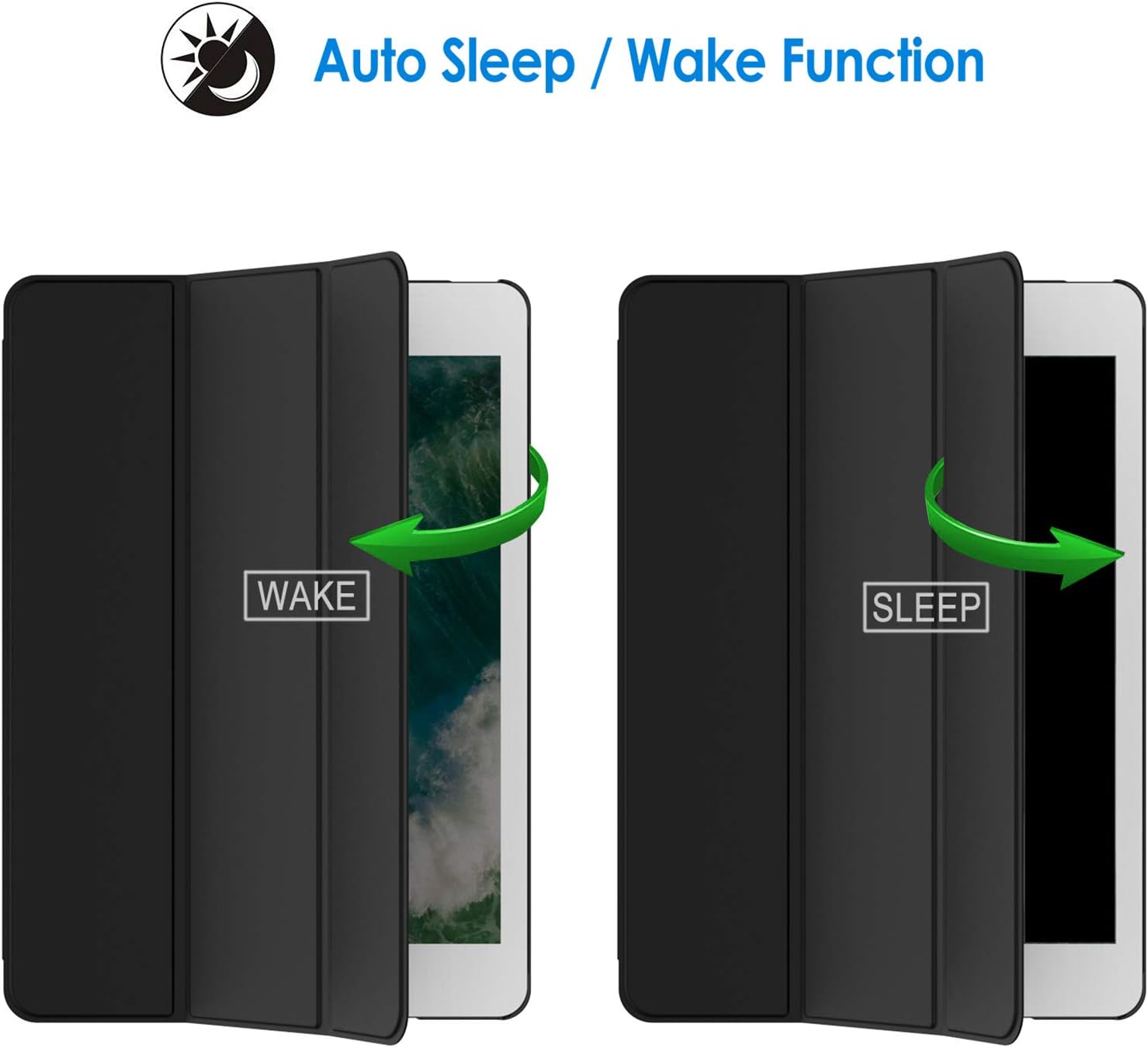 Case for iPad Mini 3 2 1, Smart Cover with Auto Wake/Sleep (Black) - Image 6