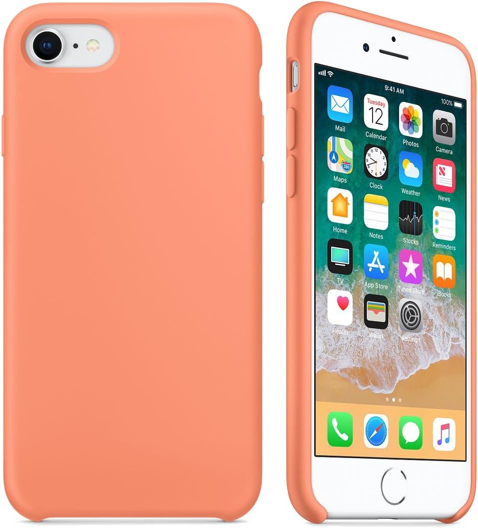 Liquid Silicone Gel Rubber Case for Apple iPhone 8 (2017)/iPhone 7 (2016),Peach - Image 4