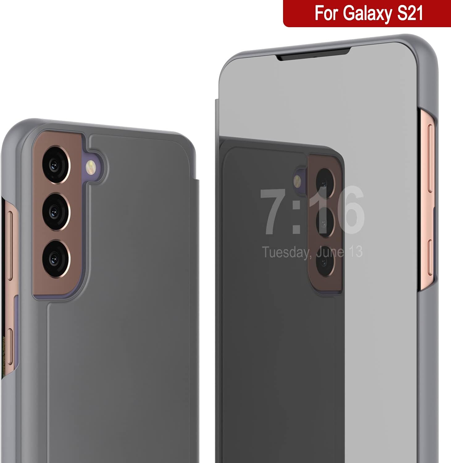 S21 Reflector Case Protective Flip Case w Scratch Resistant Mirror - Image 7
