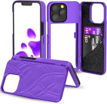 For iPhone 13 Pro Max Back Mirror Wallet Case with Stand (Purple)