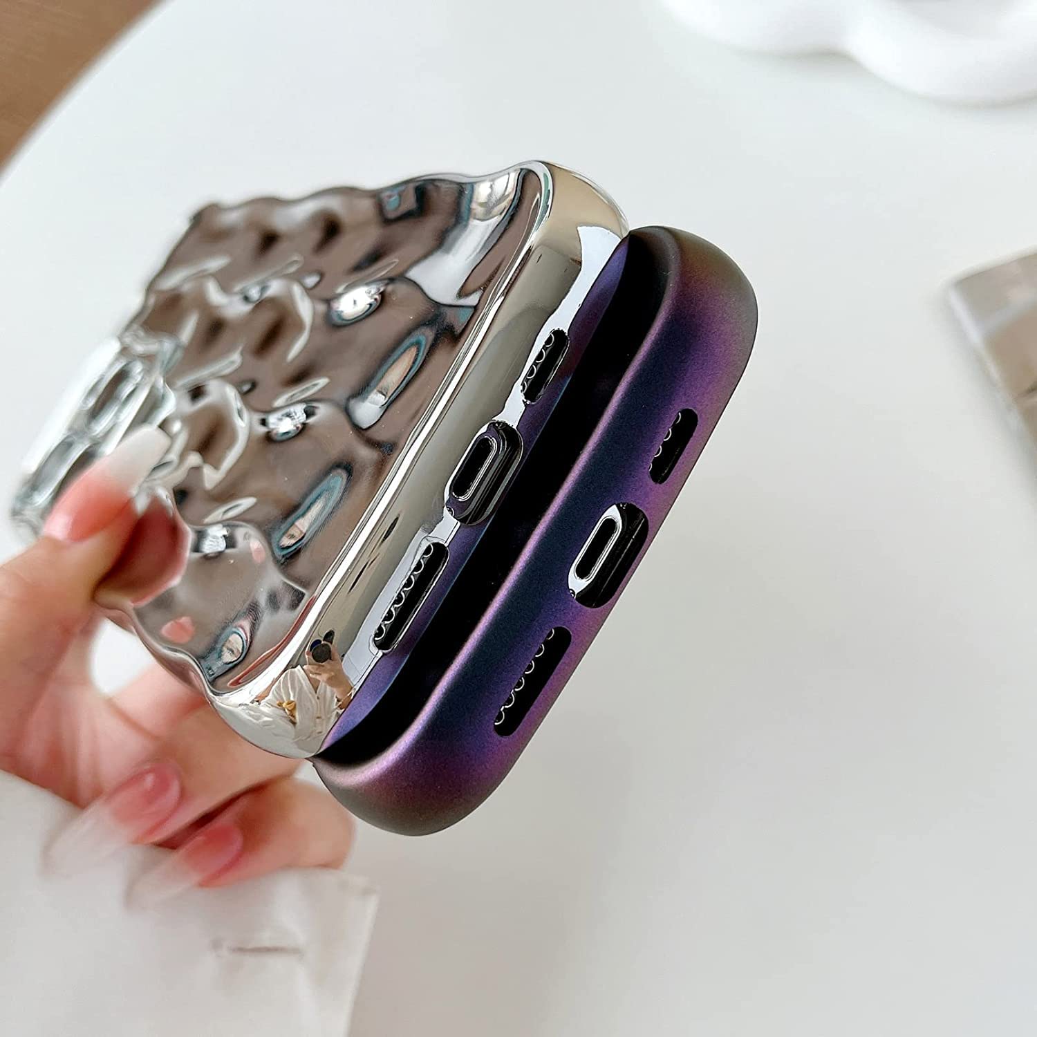 iPhone 11, Water Ripple Pattern Curly Wave Soft Case - Silver - Image 4