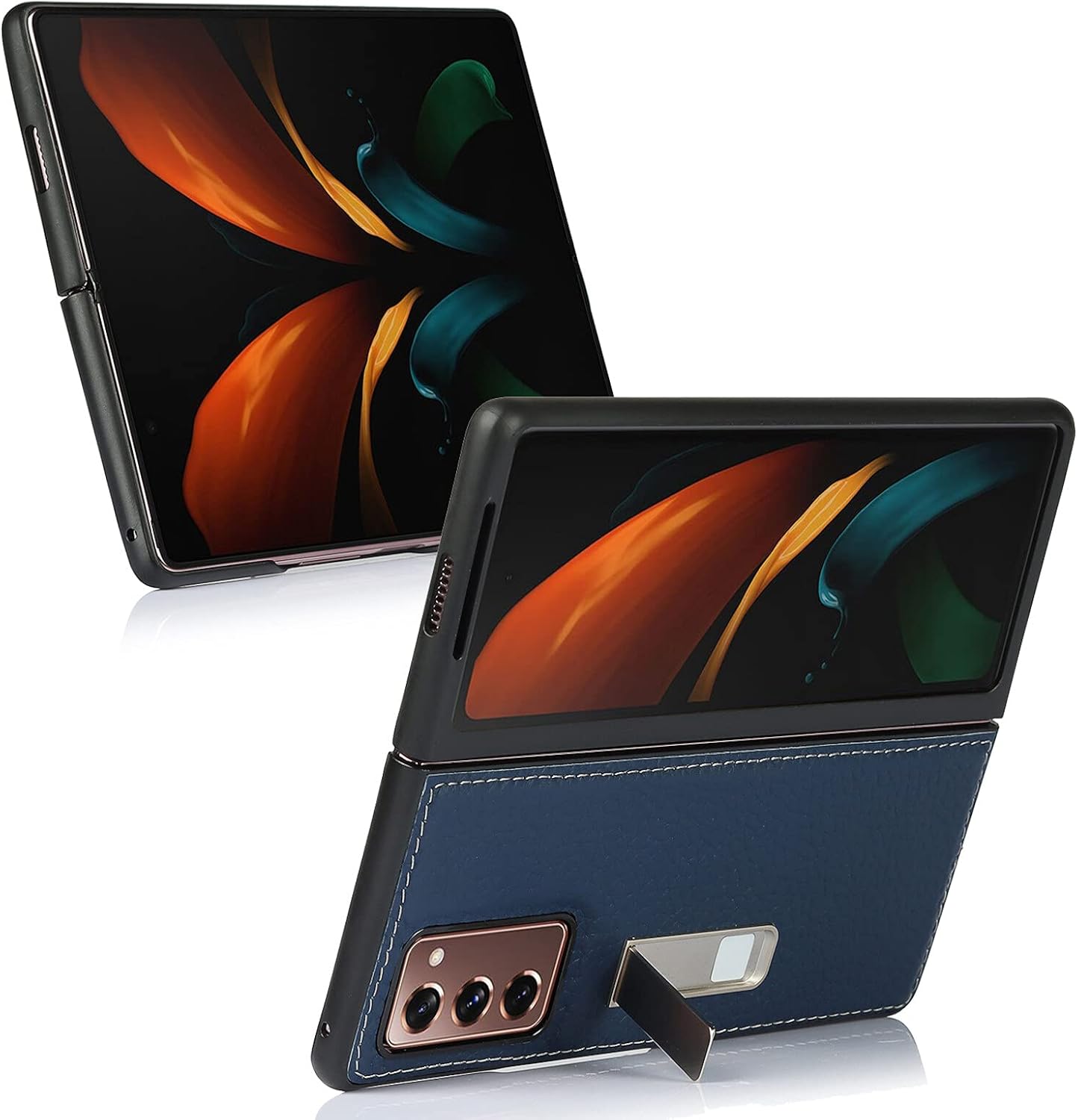 Wallet Case for Samsung Galaxy Z Fold 2 5G (2020) Stand + Protective Case - Blue - Image 4
