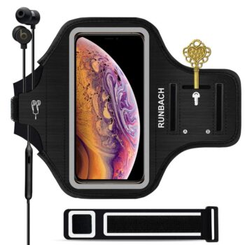 iPhone Sweatproof Running Exercise Armband with Card Slot for iPhone Max (Black)