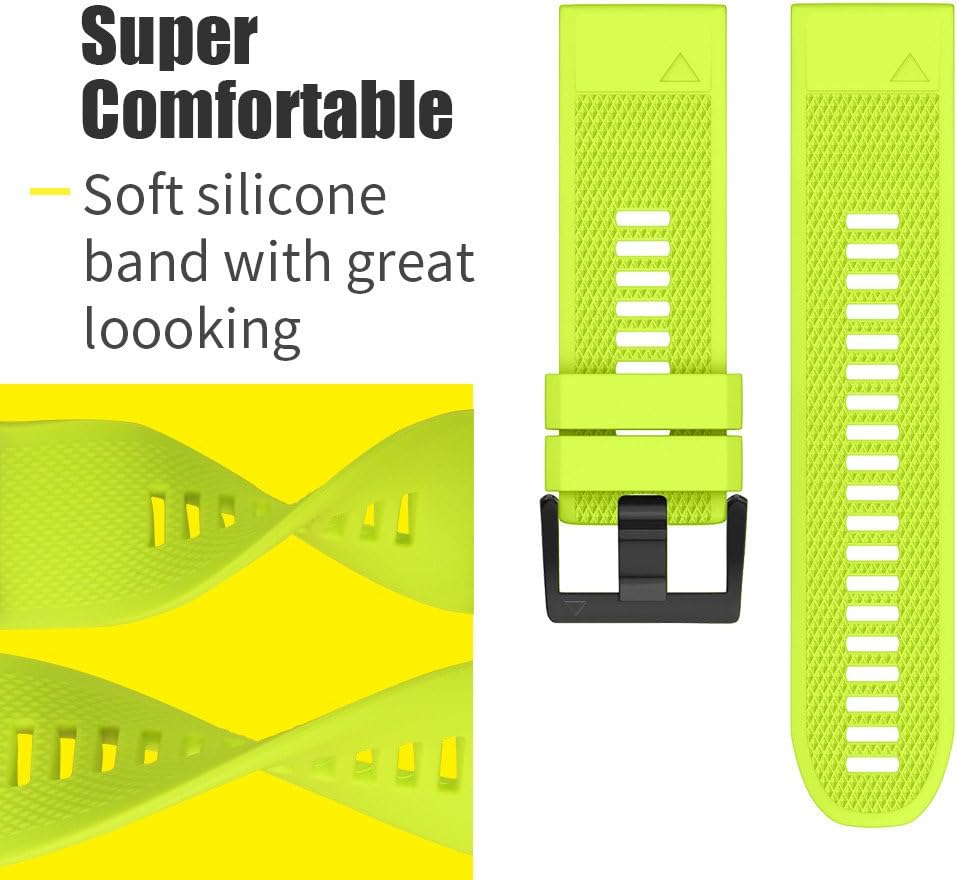 Easy Fit 22mm Width Soft Silicone Watch Bands Strap for Garmin Smartwatch-Green - Image 3