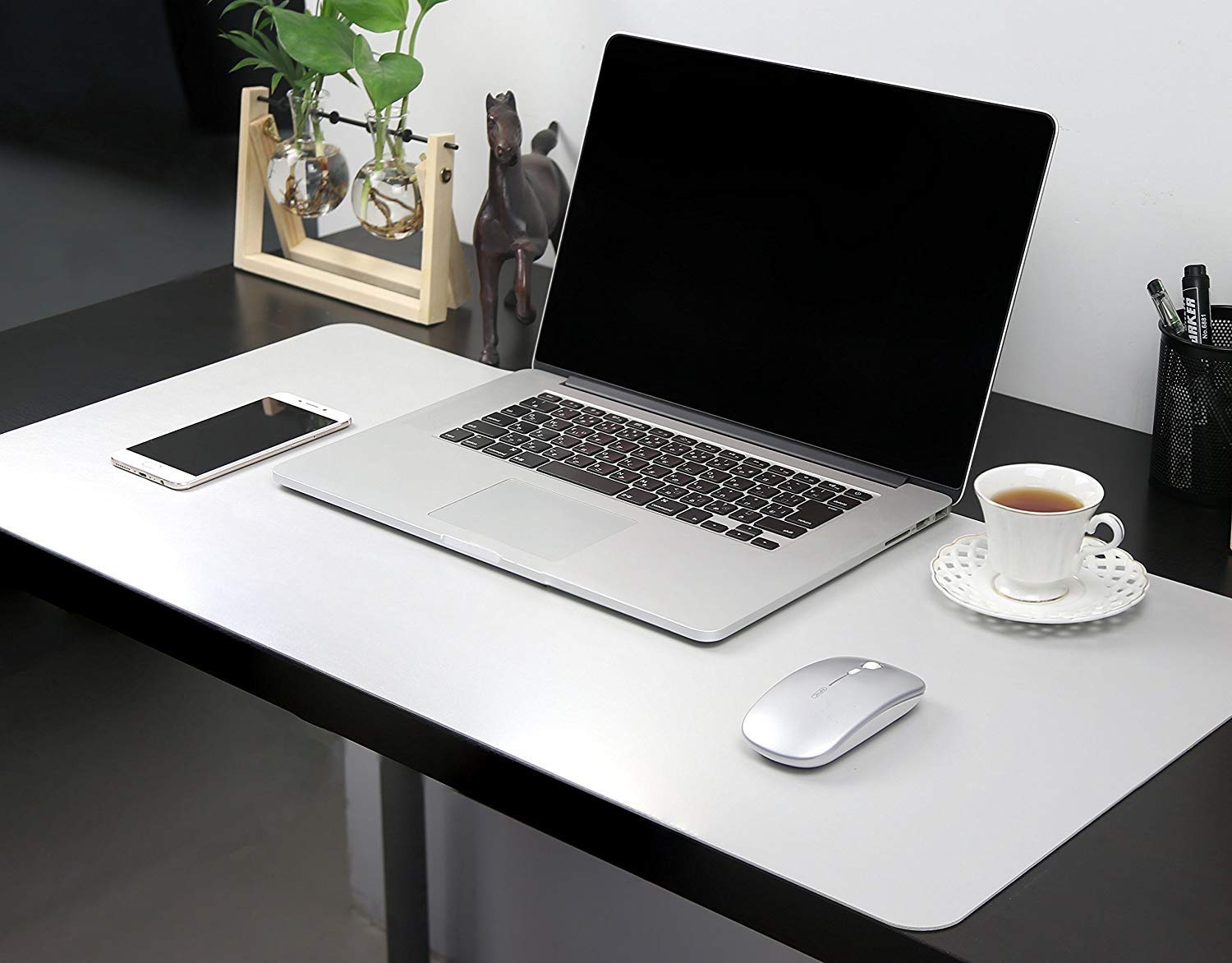 Mouse Pad, Office Desk Mat Blotter,Upgraded PU Leather (Pink & Silver,80cm*40cm) - Image 5