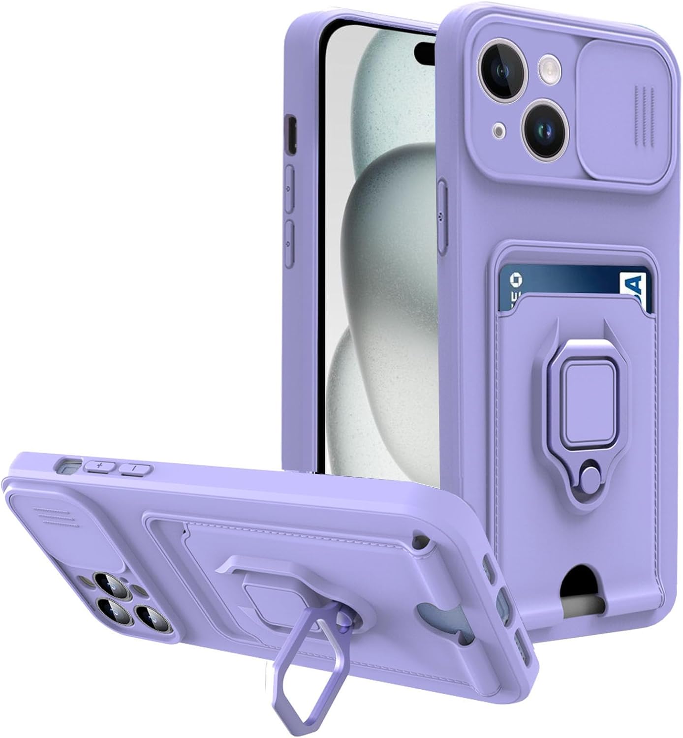 iPhone 15 Plus, Shockproof Silicone Protective Case Cover, Purple