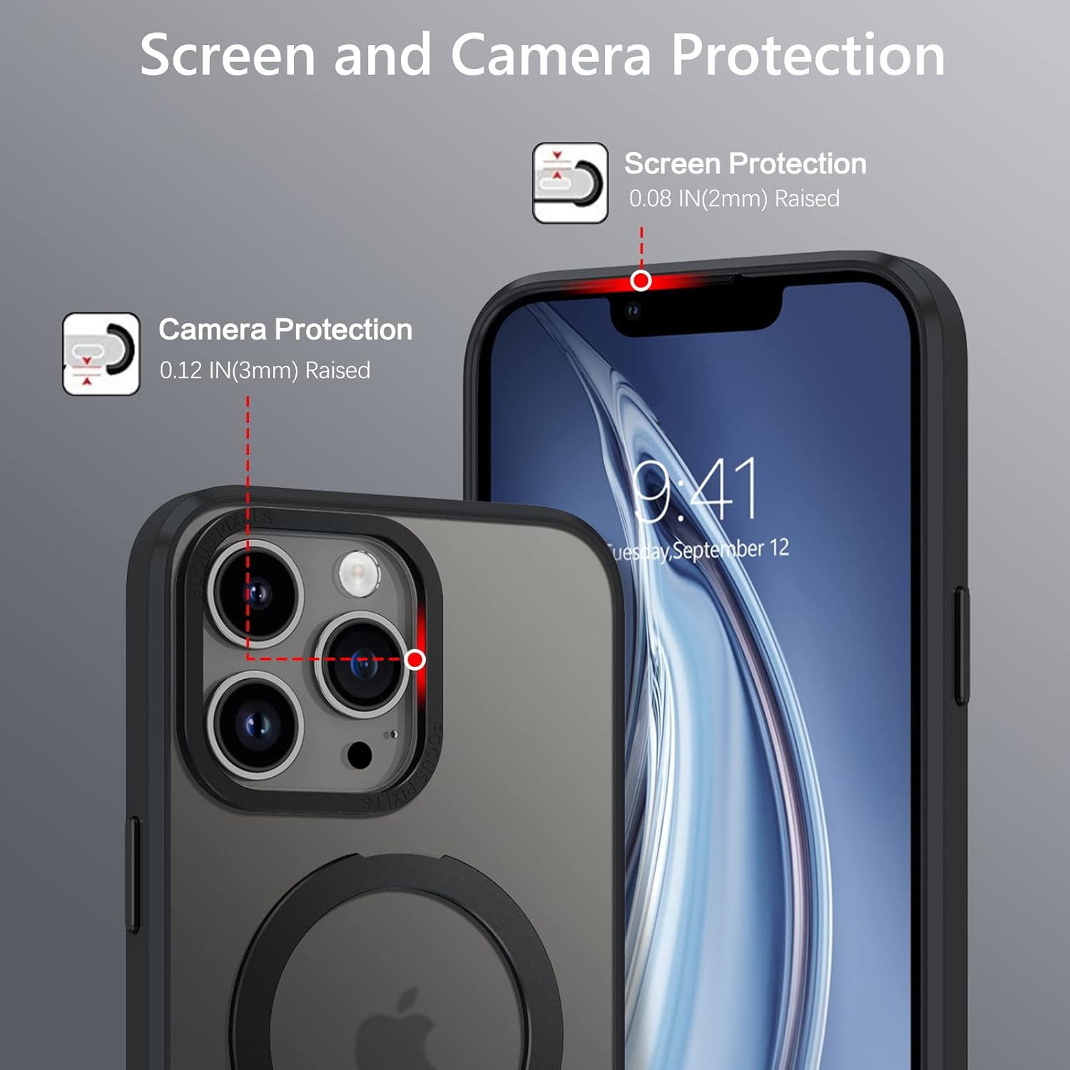 For iPhone 13 Pro Max 6.7 Inch Magnetic Slim, Kickstand Cover Cases, Black - Image 5