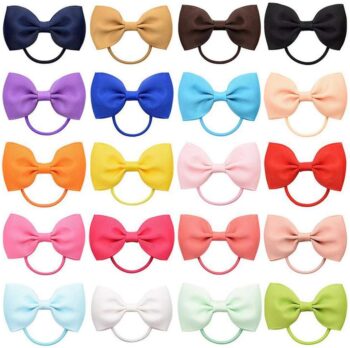 Hair Bow Tiny Hair Bows with Elastic Loop Ponytail Ties Pony Tail Holder 20 Pcs