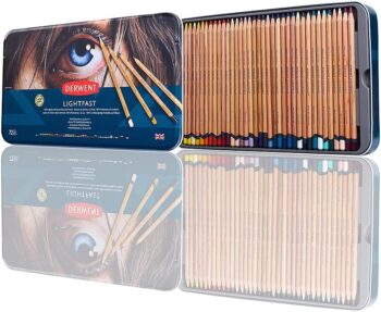 Derwent Lightfast Colored Pencils 72 Tin, Set of 72, 4mm Wide Core, (2302722)