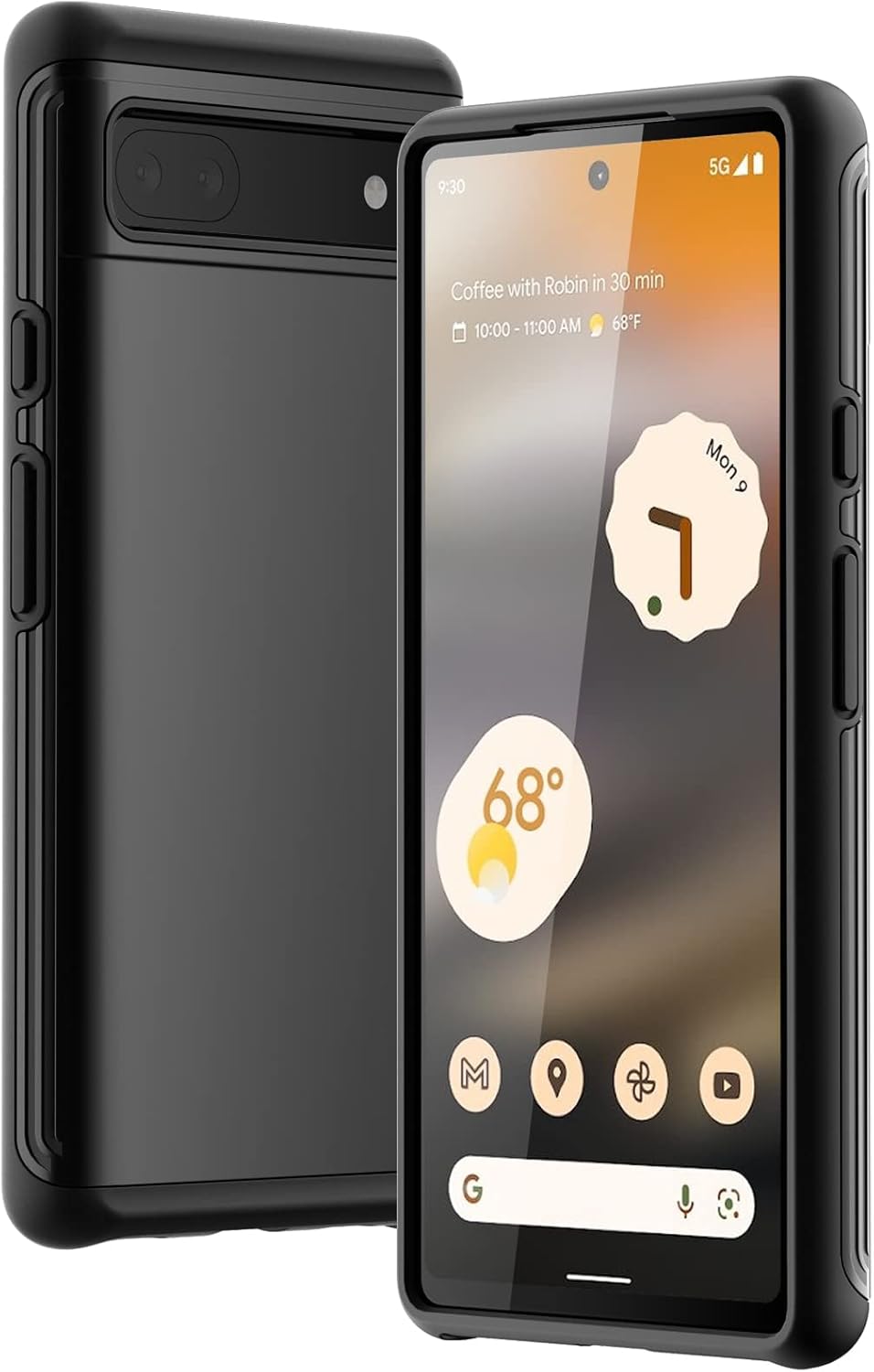 Case for Google Pixel 6a 6.1" 2022, Dual-Layer Protection Shockproof Cover-Black