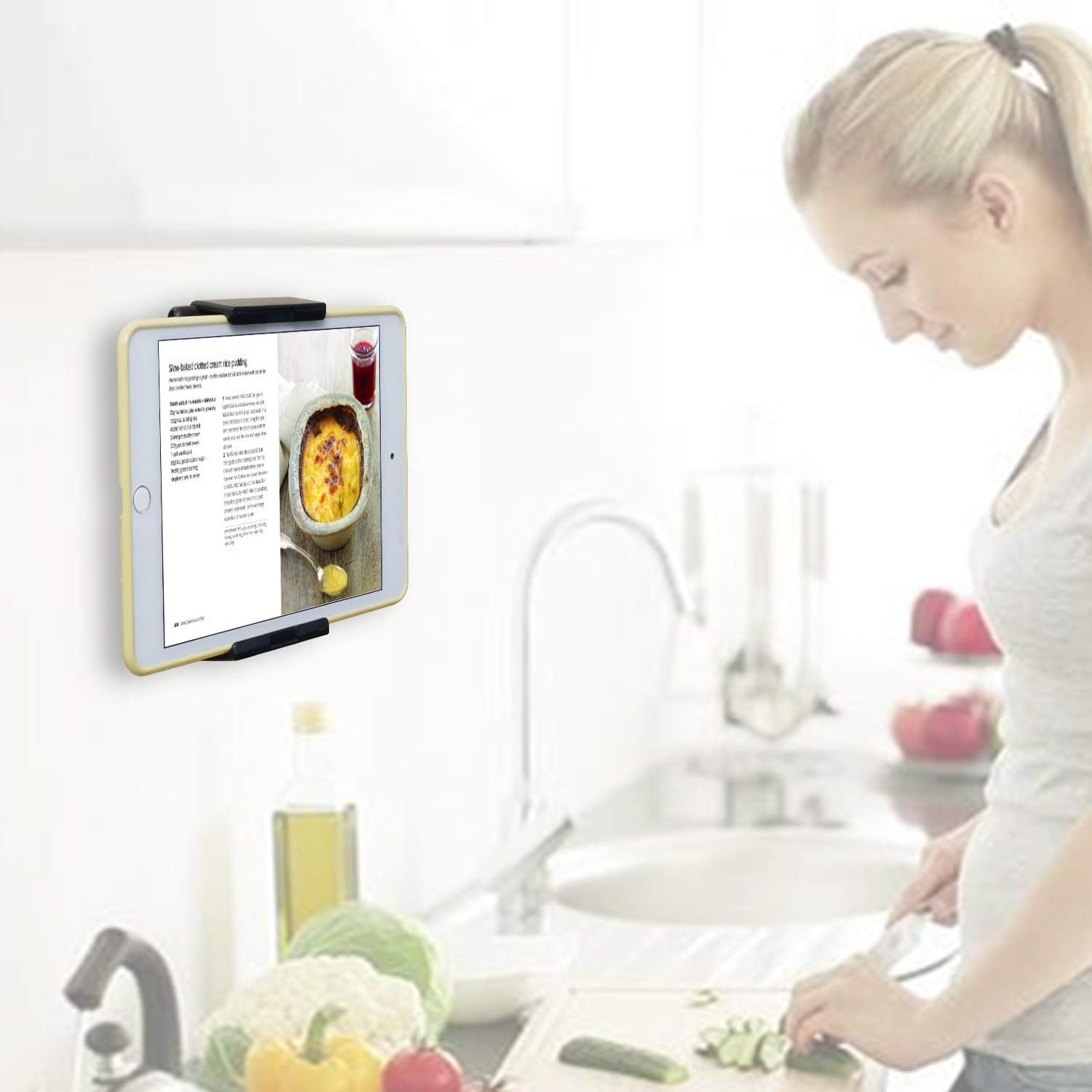 Tablet Wall Mount, Kitchen Wall Mount for Tablets and Smartphones -Black