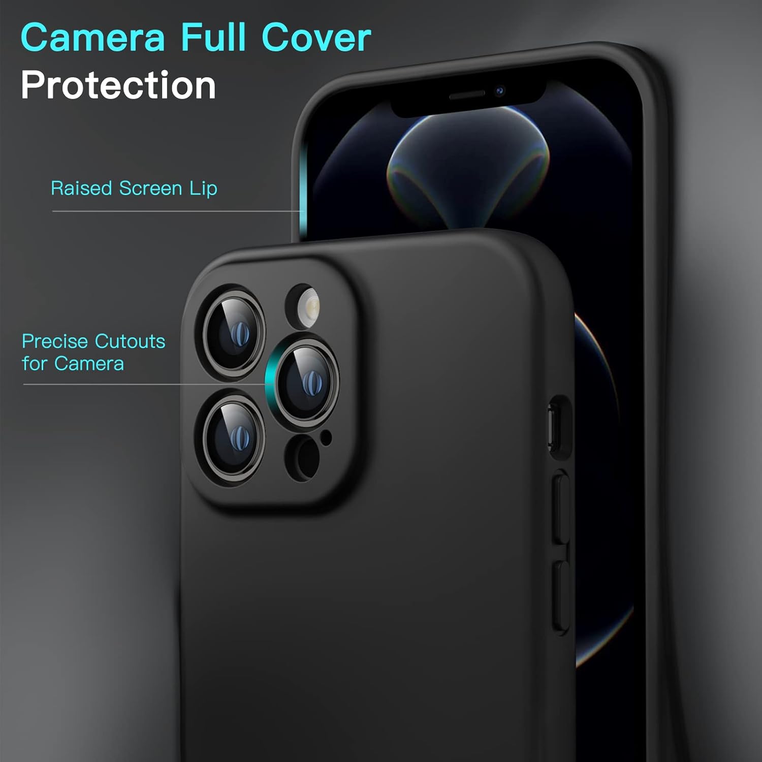 Magnetic Silicone Case for iPhone 12 Pro Max 6.7", Compat with MagSafe (Black) - Image 4