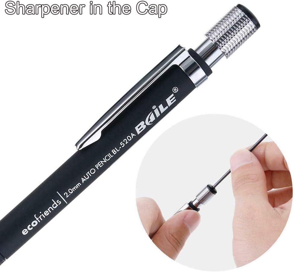 2.0 mm Mechanical Pencil Set with 3 Pieces Pencils, 4 Cases Lead Refills - Image 2