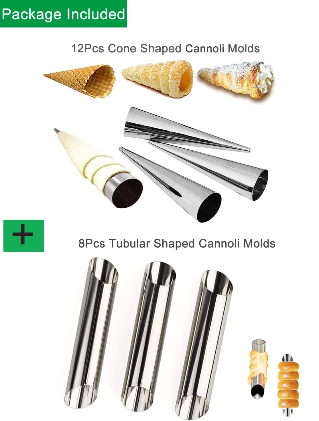 Cream Horn Molds, Cannoli Forms Tubes, Stainless Steel Cream Cone Molds - 20 Pcs - Image 3