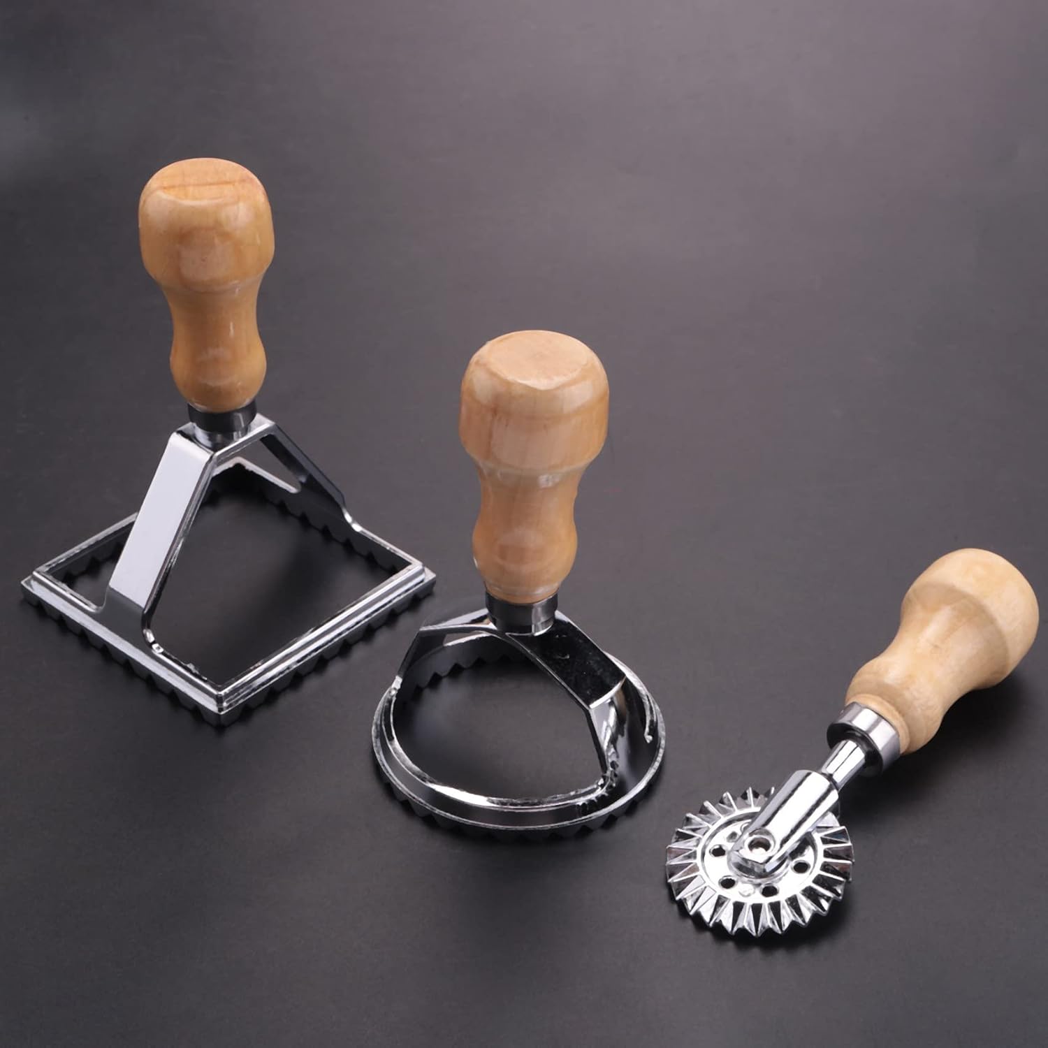 Ravioli Stamp Maker Cutter with Roller Wheel Set, Mold with Wooden Handle - Image 8