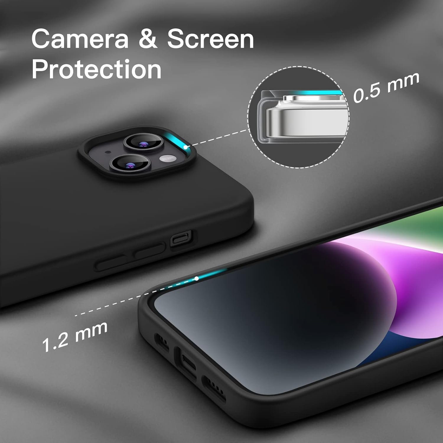 Silicone Case for iPhone 14, Silky-Soft Touch Full-Body Protective Case (Black) - Image 3